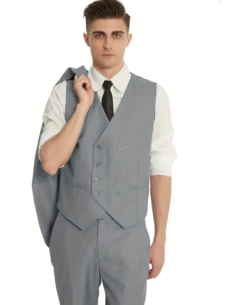 Dreiteiliges Set für Herren: Business-Blazer, Weste und Hose, stilvoll und vielseitig