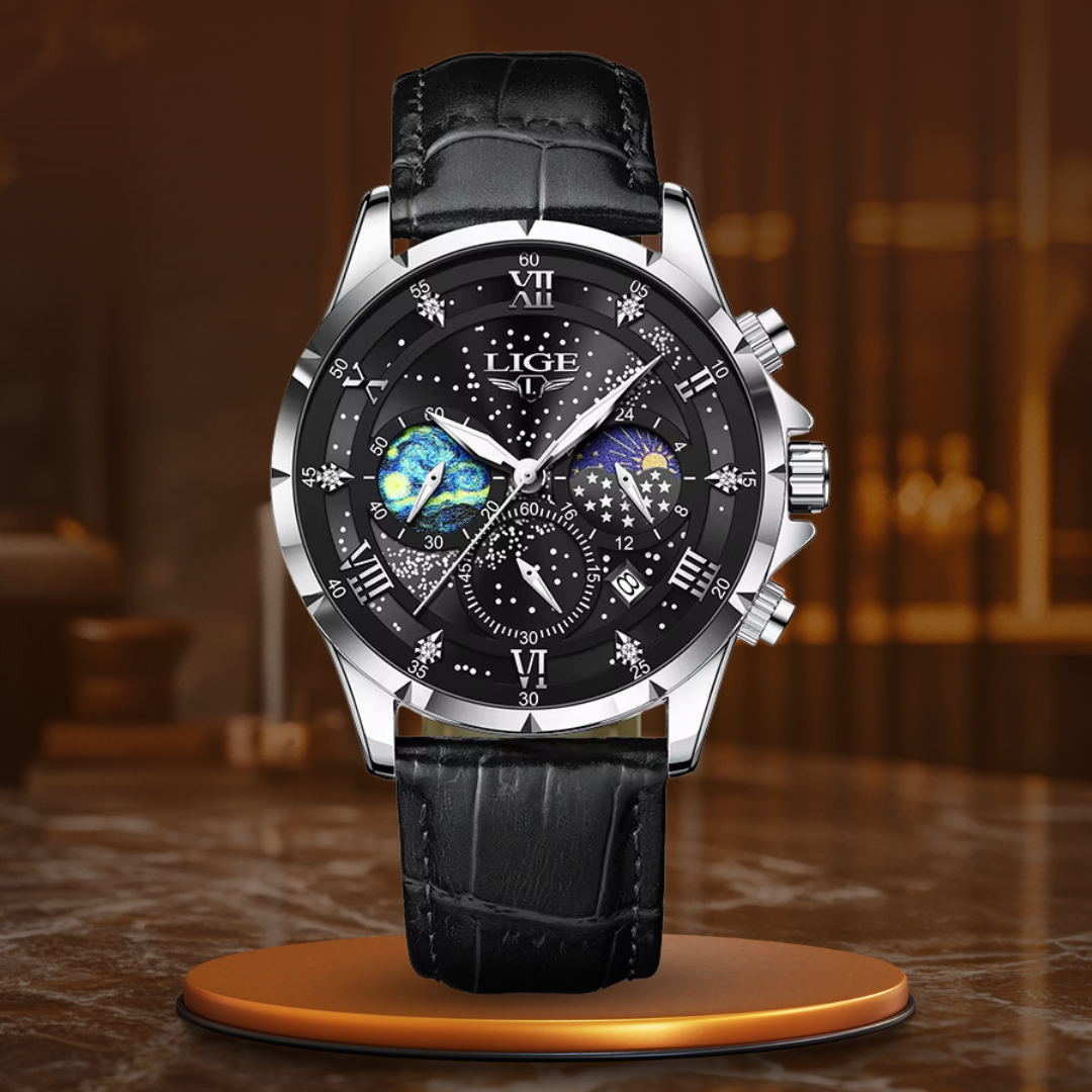 Elegante Herren Mondphase Armbanduhr