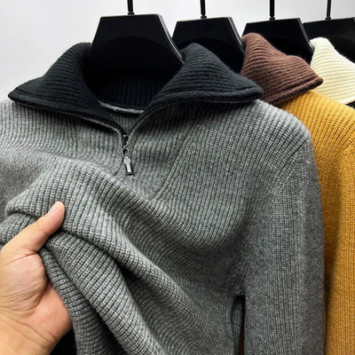 Herren Stehkragen Pullover mit Reißverschluss - Sportlich Elegant