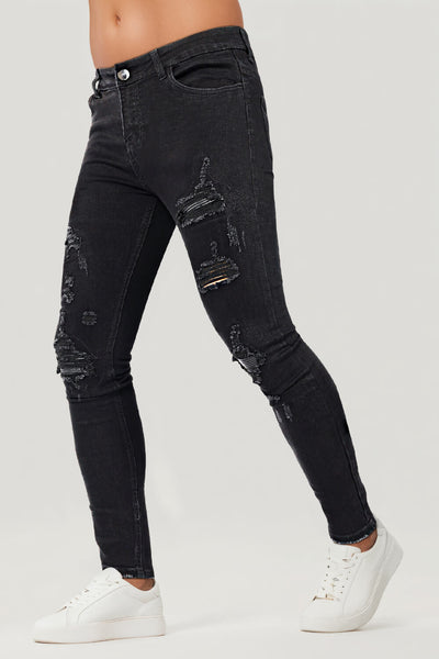 Zerrissene Schwarze Skinny Jeans Herren