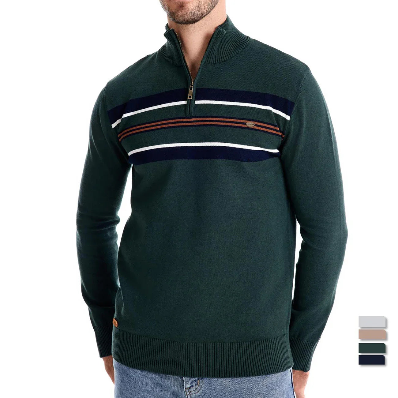 Herren Reißverschluss-Strickpullover Modern Casual