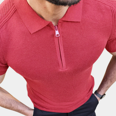 Herren Poloshirt mit Reißverschluss - Casual Eleganz - Baumwolle