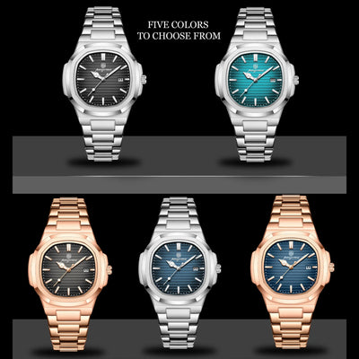 Elegante Herren Edelstahl Armbanduhr