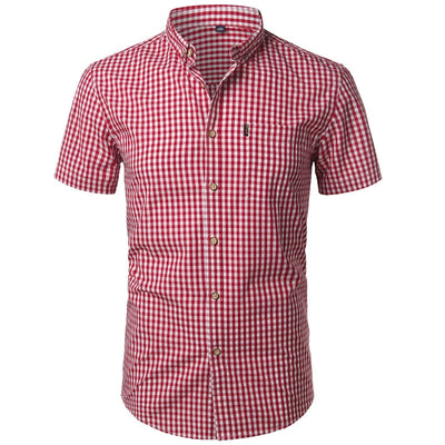Kariertes Kurzarm Baumwollhemd Herren Business Casual