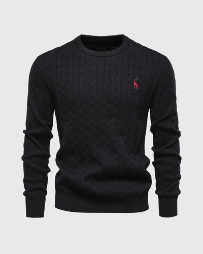 Herren Zopfmuster Strickpullover aus Baumwolle