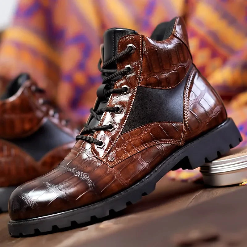 Elegante Herren Krokoleder Stiefel