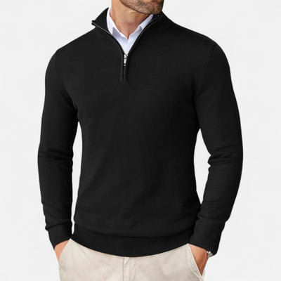 Herren Strickpullover mit Reißverschluss am Kragen - Weicher Baumwollmix
