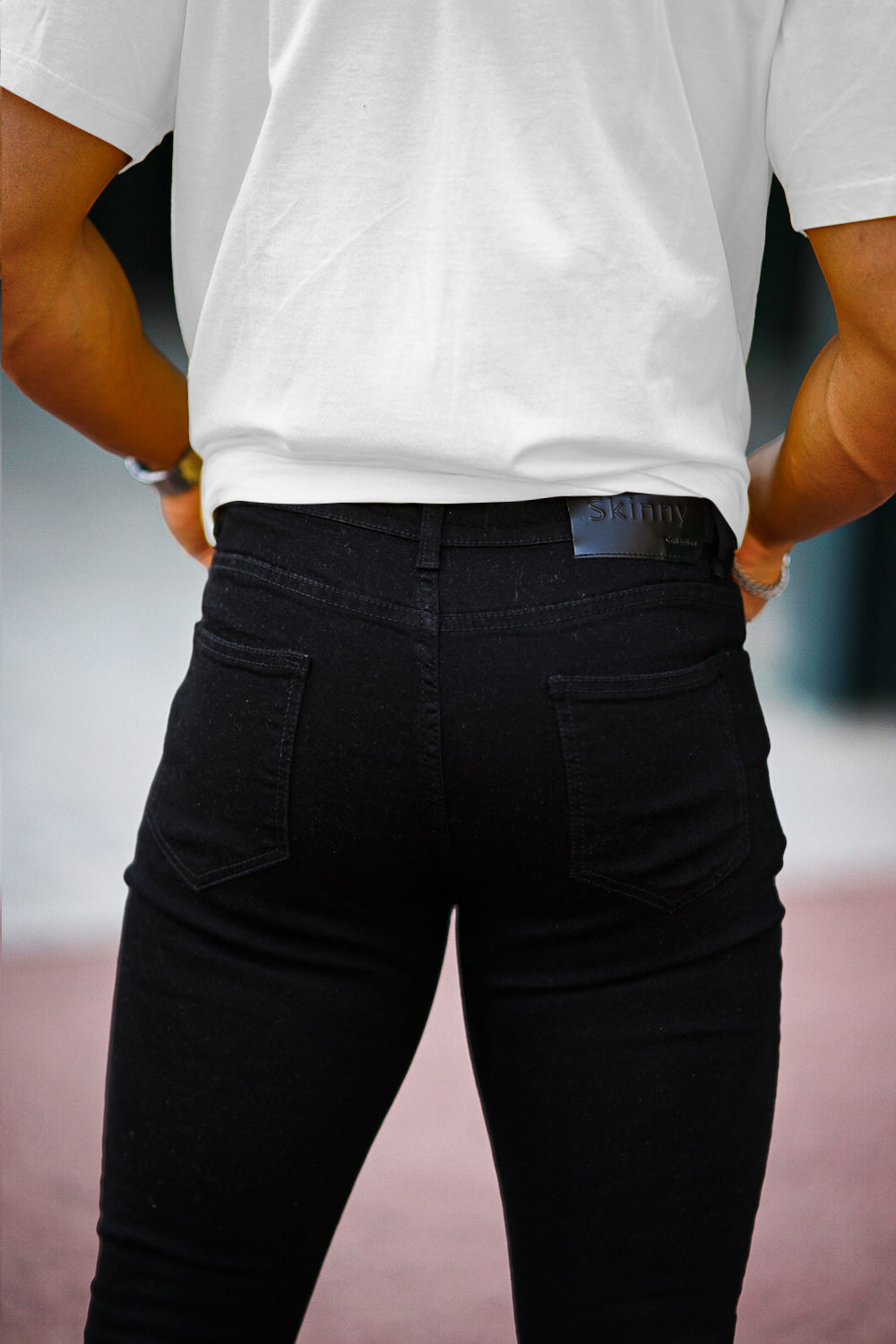 men's skinny jeans - black & white
