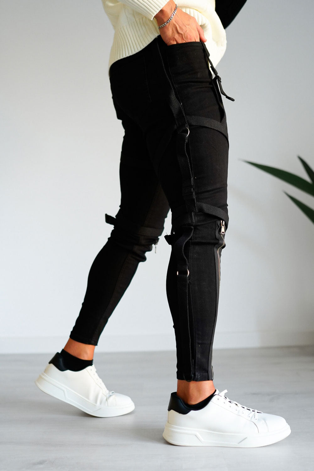 men's zipper skinny jeans
