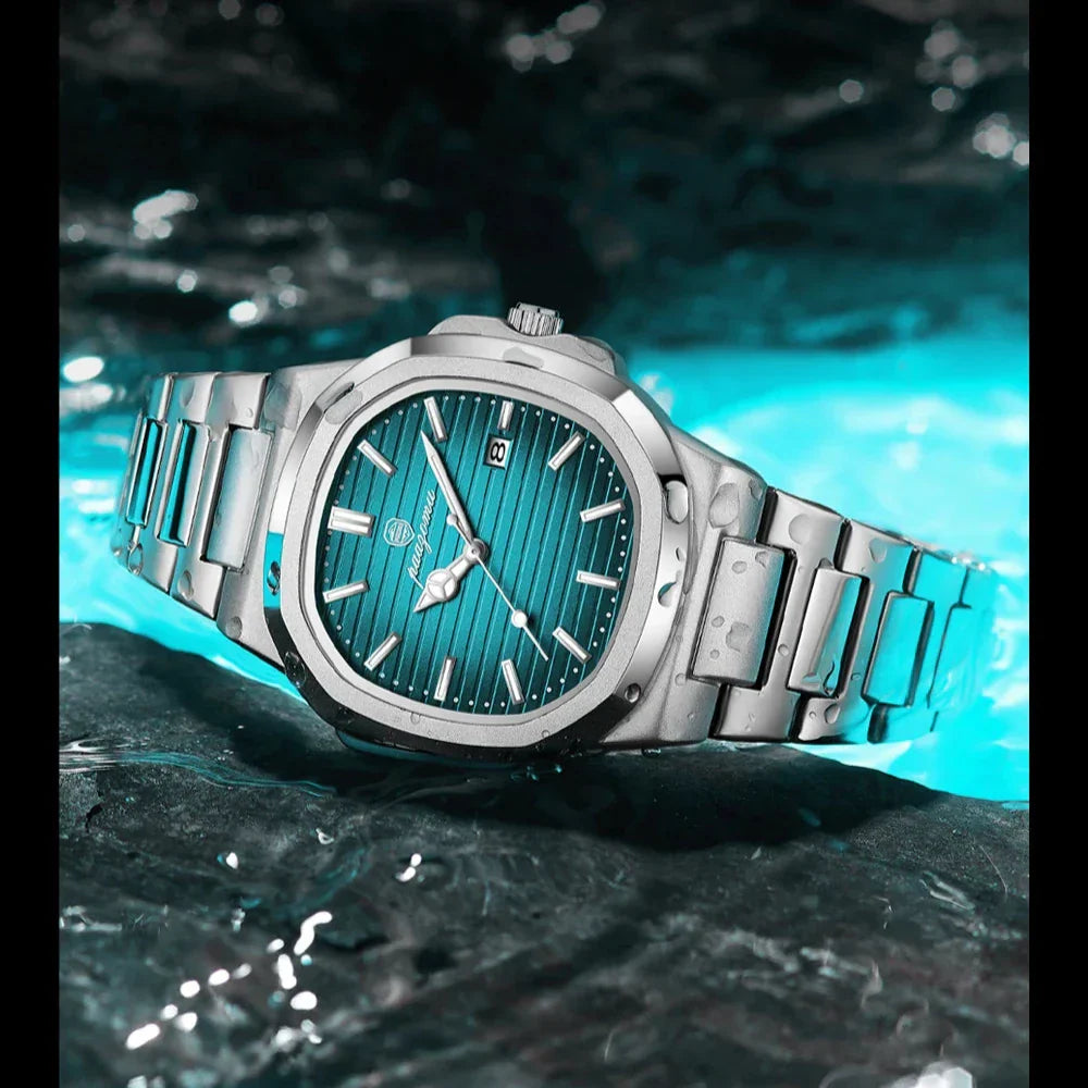Elegante Herren Edelstahl Armbanduhr