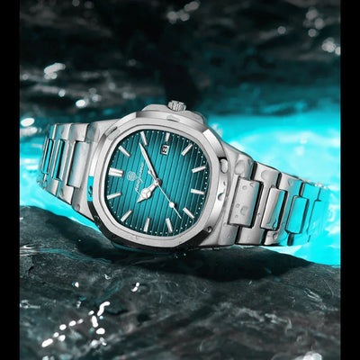 Elegante Herren Edelstahl Armbanduhr