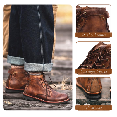 Klassische Retro Leder Stiefel für Herren