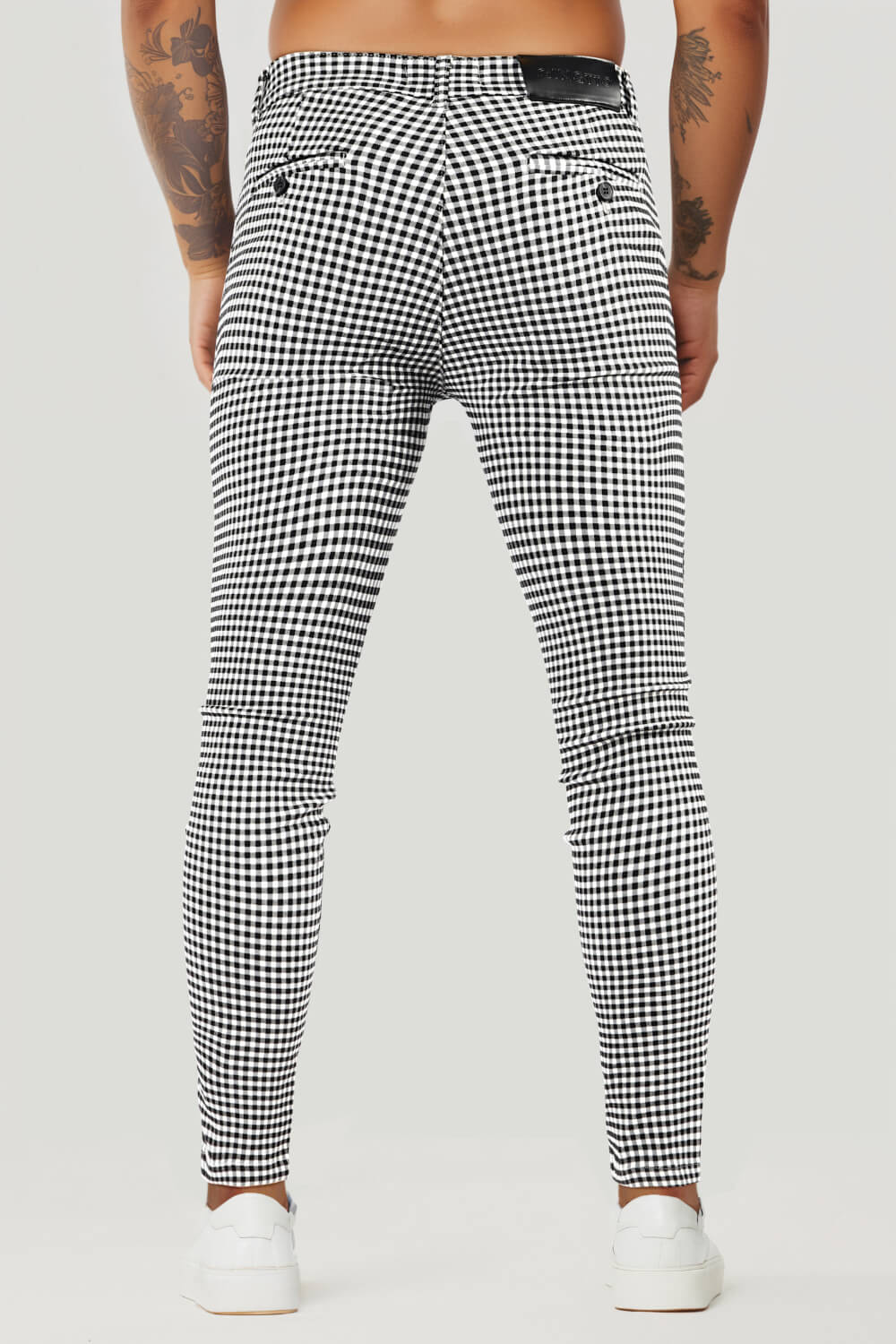Karierte Herren Stoffhose - Schwarz & Weiß