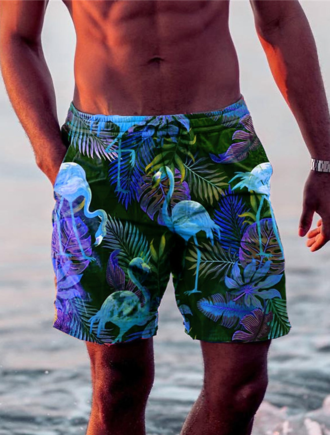 Herren Badehose, Flamingo-Design und auffällig