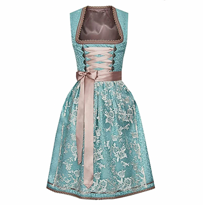 Türkis-rose Tracht Damen mit Schürze und Bluze