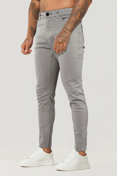 Schmale Hellgraue Herren Jeans