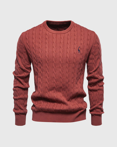 Herren Zopfmuster Strickpullover aus Baumwolle