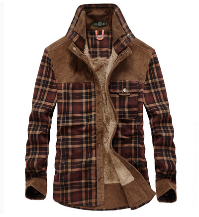 Warme Flanell Winterjacke für Herren mit Stehkragen