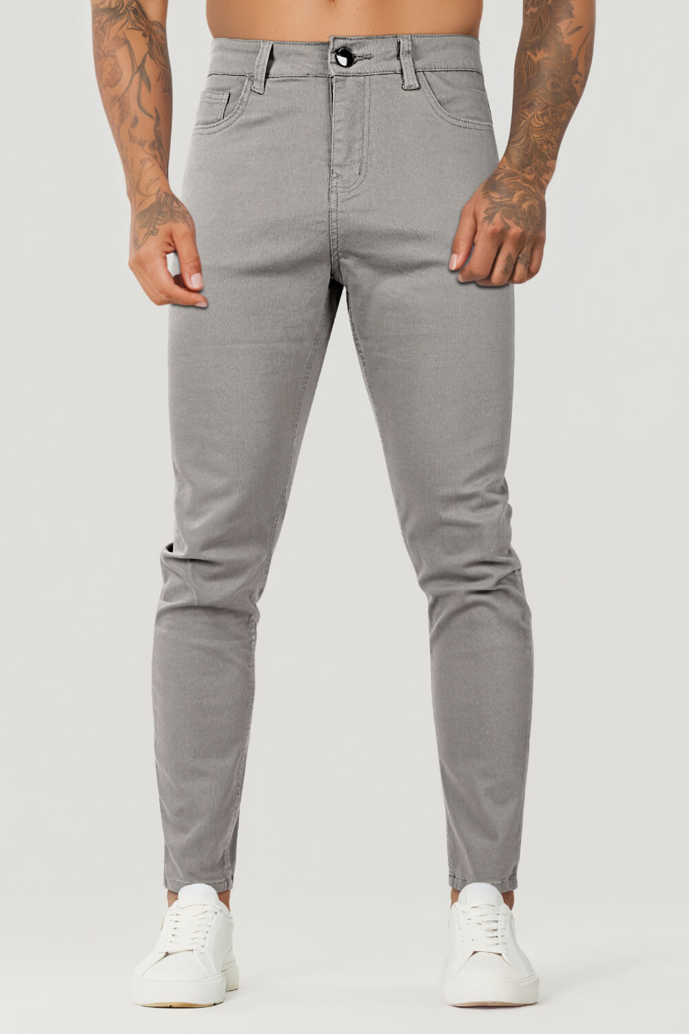 Schmale Hellgraue Herren Jeans
