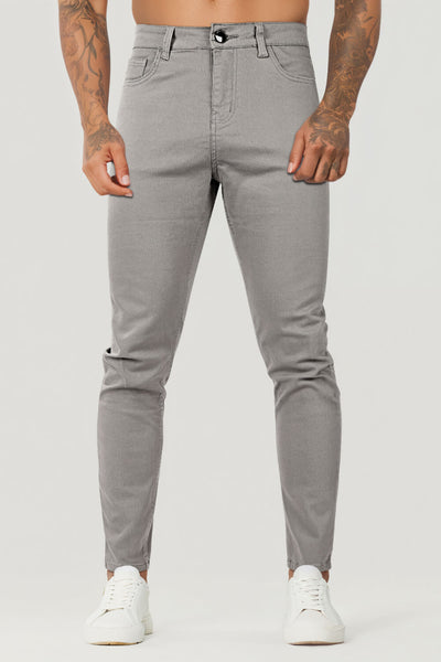 Schmale Hellgraue Herren Jeans