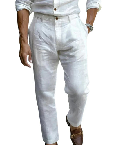 Lässige Herren Leinenhose Weites Bein