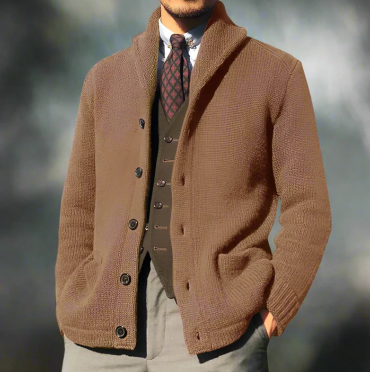 Klassisch gestrickte Herren Jacke mit Knöpfen