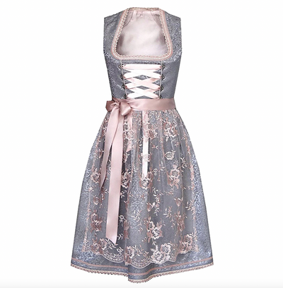 Grau-Rosé Tracht Damen mit Schürze und Bluze