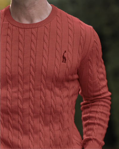 Herren Zopfmuster Strickpullover aus Baumwolle