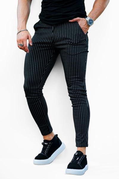 Gestreifte Herren Stoffhose