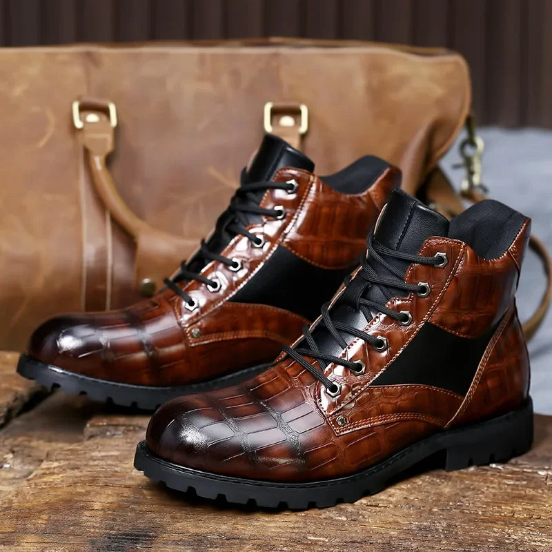 Elegante Herren Krokoleder Stiefel