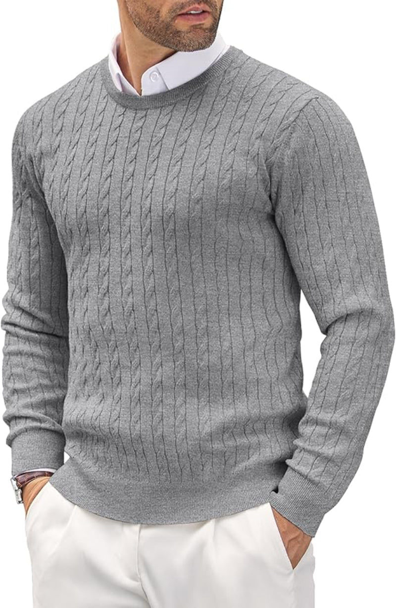 Herren Slim Fit Feinstrick-Pullover mit Rundhalsausschnitt