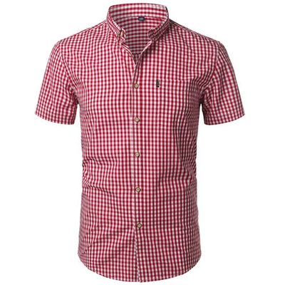 Kariertes Kurzarm Baumwollhemd Herren Business Casual