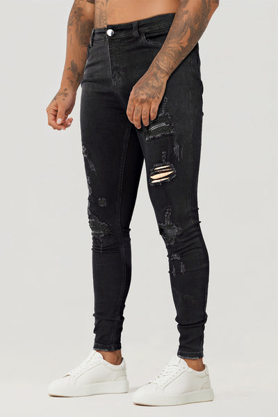 Zerrissene Schwarze Skinny Jeans Herren