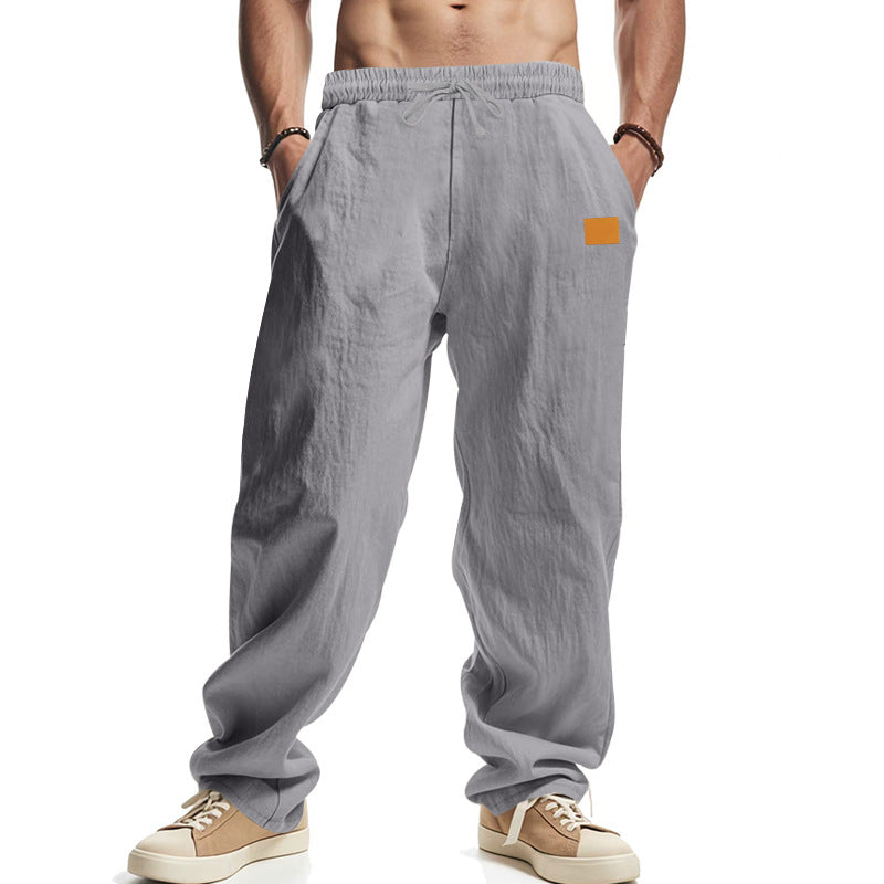 Baumwoll-Leinen Herren Freizeithose mit Gummibund