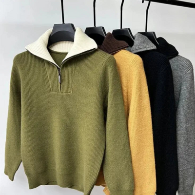 Herren Stehkragen Pullover mit Reißverschluss - Sportlich Elegant