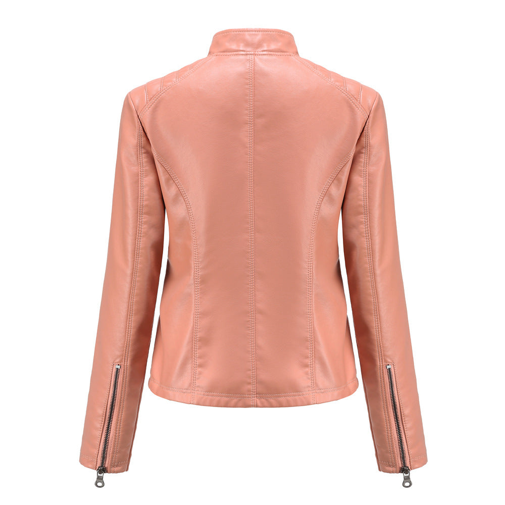 Bequeme Damen Leder Übergangsjacke