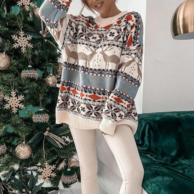 Super Kuscheliger & Warmer Damen Pullover im Weihnachts Look