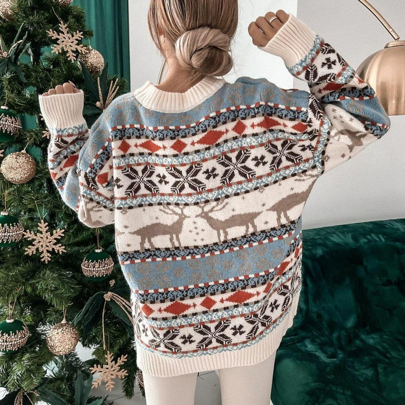 Super Kuscheliger & Warmer Damen Pullover im Weihnachts Look